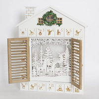 Calendrier de l'Avent de Noël en bois avec LED, 24 jours, boîte cadeau au design européen pour la décoration de la maison et du bureau