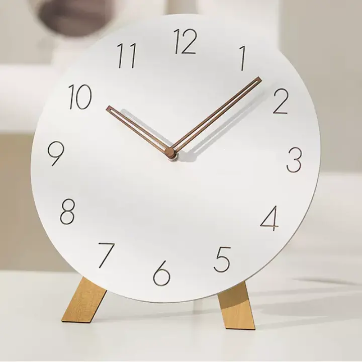 Modern Fashion Simple White Wall Clock With LED light Home Decoration Round Mdf Wood Clocks Custom
