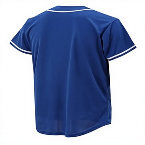 Maillot de baseball bleu à manches courtes, boutonné devant, unisexe, adulte, respirant, séchage rapide, grandes tailles, poches, polyester, vêtements de sport - Product Image 5