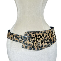 Ceinture Y2K à clous, ceinture vintage pour femme, motif léopard marron noir, clous métalliques, accessoire de mode pour tenues rétro