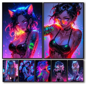 Impression sur toile de fille anime sexy, art mural de style moderne, <span class=keywords><strong>affiche</strong></span> à l'encre imperméable, décoration de chambre coquette, décoration de chambre à coucher féminine, décoration de la maison - Product Image 2
