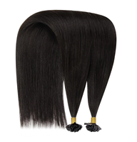 Fournisseur réputé et responsables, extensions de cheveux humains Remy noir jais pré-collées à la kératine, pointe plate, lavables