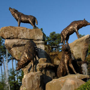 カスタマイズされた屋外ガーデンメタルデコレーションアートブロンズウルフスタチュー等身大手作り鋳造銅動物彫刻 - Product Image 4