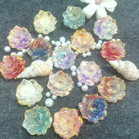 Accessoires en résine faits à la main DIY, motif noble, technique de goutte de colle, motif Rose Véritable Amour Lumineuse Luciole Dorée, pour cartes, 30mm, vente en gros