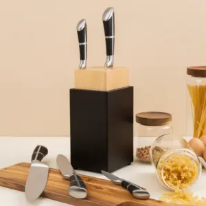 High Carbon Stainless Steel 6-Piece Kitchen Knife Set Knife Block New Style Hollow Handle Eco-Friendly Customizable Logo Cutting