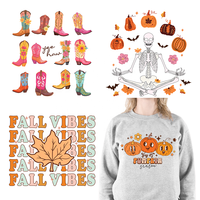Vente en gros DTF Sweet Fall Vibes Patchs d'impression Fer à repasser sur citrouille Saison DIY Autocollant de transfert de presse à chaud pour vêtements