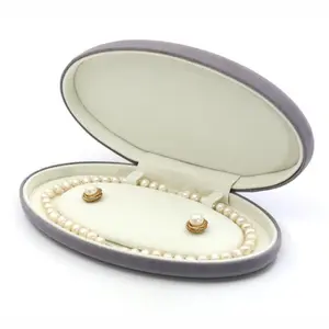 Custom case storage box velvet jewelry organizer jewelry display pu leather pearl necklace oval box