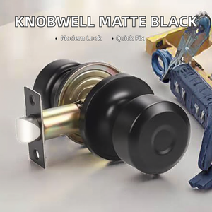 KNOBWELL Modern <b>Matte</b> <b>Black</b> Indoor <b>Door</b> <b>Knob</b> Classic Passage <b>Door</b> for Hall & Closet Screw Installation Easy Setup - Product Image 2