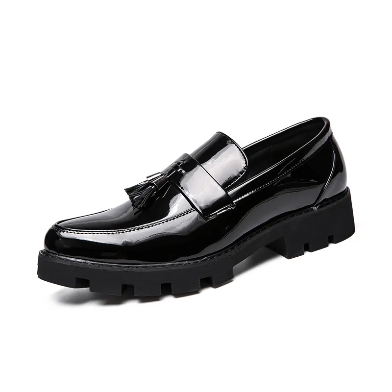Yüksek kalite erkekler resmi elbise loafer ayakkabılar deri ayakkabı Slip-on iş ofis PU kış ayakkabı erkekler için erkek kauçuk katı 8508