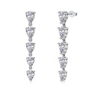 Dylam Exquisite Jewelry S925 Argent Rhodium Plaqué Or 18K Femmes Fine Jewelry Bar Tassel 5A Cubic Zircon Stud Earrings