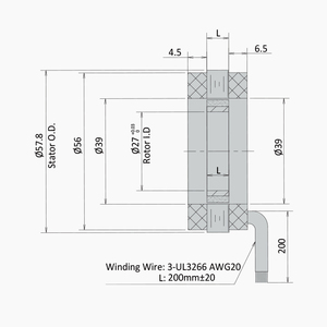 סטטור מנוע ללא מברשות עם חיישן הול, תלת פאזי, 48V, 3000 סל\\\"ד, 100W, דיוק גבוה, ללא מסגרת, BLDC, של Primopal China, עבור רובוט - Product Image 5