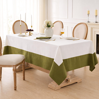 Nappe à bordure bicolore faite à la main, décoration de table moderne et élégante, mélange de lin et de coton, taille personnalisée, écologique, durable