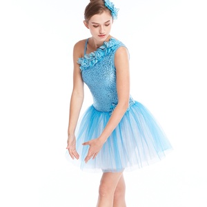 Vestido de Ballet Moderno y Elegante para Mujer, Marca MiDee, con Tirantes Finos, Dobladillo Corto con Pliegues, Flores, Lentejuelas, Espalda Descubierta, Transpirable, para Actuaciones - Product Image 4