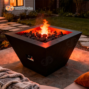 Hot Sale Factory Custom Corten Steel Square Gas Fire Pit Plug-in <b>Electric</b> Ignition Remote Control Eco-Friendly Freestanding - Product Image 1