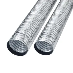 High Temperature Insulation Fire Resistant Round Shape Aluminum Foil Flexible Duct For Air Ventilation