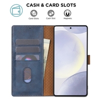 Étui portefeuille classique en cuir pour Samsung Galaxy S25 Edge Plus S24 Ultra A36 A56 A26 A06 A16 4G 5G A25 A35 A55 avec fentes pour cartes