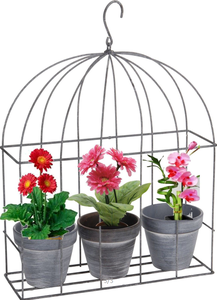 Wholesale Outdoor Garden Metal Wire Birdcage Design <strong>Plant</strong> Flower <strong>Pot</strong> Stand <strong>with</strong> Wall Hanging <strong>Hook</strong> - Product Image 3