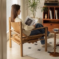 Fauteuil en cuir et bois massif de style nordique rétro danois, réglage intelligent pour salon, usage individuel et détente