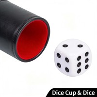 Gobelet à dés personnalisable en cuir PU noir avec tube droit en tissu velours pour soirées jeux KTV et en famille