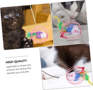 Colorful <b>Cat</b> Toys Wire <b>Cages</b> with Feathers Sustainable PP Material for <b>Cats</b>' Self-Entertainment and Hi Toys - Product Image 2