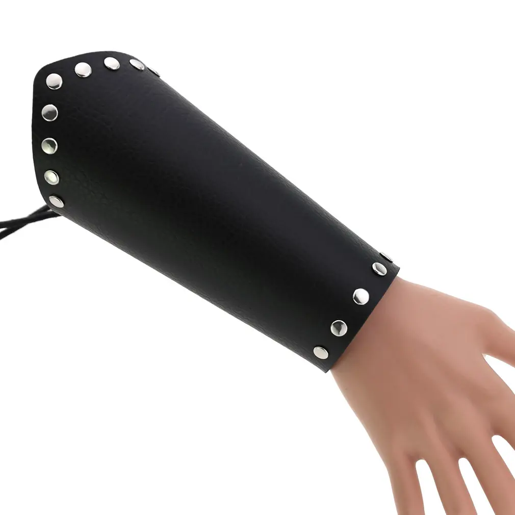 पंक रॉक गॉथिक Cosplay ठोस रंग नाइट चमड़े कलाई Bracer समायोज्य आकस्मिक गार्डस रक्षा Wristband