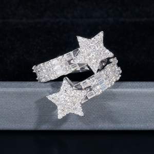 Стильное женское кольцо с бриллиантами в европейском американском стиле хип-хоп со звездами, модное 925 Серебряное кольцо с муассанитом, полностью инкрустированные Кольца в наличии - Product Image 6