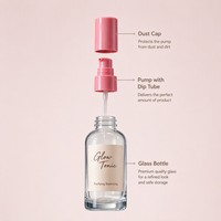 Botol Kaca Boston Round Shoulder 100ml dengan Pompa Lotion Krim Pink 24/410 untuk Serum, Toner, Pelembab, Kemasan Kosmetik Perawatan Kulit