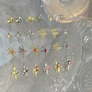 Accessoires pour ongles 3D populaires, 10 pièces/sac, base en alliage or et argent, motif étoile, incrustation de <span class=keywords><strong>strass</strong></span>, accessoires pour ongles, bricolage, <span class=keywords><strong>art</strong></span> des ongles - Product Image 2