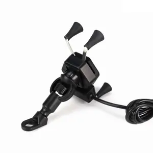 Popüler USB şarj aleti ABS X kavrama kelepçe bisiklet cep telefonu motosiklet dikiz aynası telefon tutucu