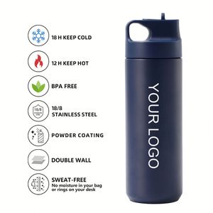 Custom Vacuum <b>Flask</b> Hot Drinks Insulated Travel Mug with Flip Straw Water Bottle Press Button Stainless Steel <b>Coffee</b> Tumbler Cup - Product Image 5
