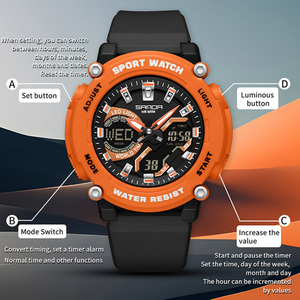 Reloj Deportivo Multifuncional SANDA 3374, Reloj Luminoso a Prueba de Agua con Pantalla Multifunción, Reloj de Pulsera Creativo con Pantalla Dual Estéreo - Product Image 5
