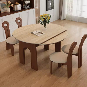 <span class=keywords><strong>Tavolo</strong></span> <span class=keywords><strong>da</strong></span> Pranzo Moderno Allungabile in Pietra Sinterizzata, Set Elegante con <span class=keywords><strong>Tavolo</strong></span> Rotondo in Legno Massello <span class=keywords><strong>per</strong></span> 6-8 Persone, <span class=keywords><strong>Tavolo</strong></span> Economico <span class=keywords><strong>per</strong></span> Sala <span class=keywords><strong>da</strong></span> Pranzo - Product Image 2