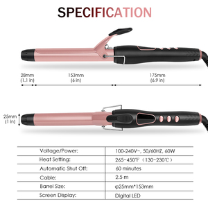 Piccolo Ferro Arricciacapelli Elettrico in Ceramica con Display LED della Temperatura <span class=keywords><strong>e</strong></span> Doppio Riscaldamento PTC per <span class=keywords><strong>Ricci</strong></span> Stretti - Product Image 6