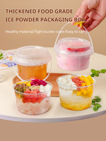 Gobelets et seaux en plastique PP imprimés jetables de 300 ml/500 ml/1 L/2 L/3 L/5 L/6 L/8 L/10 L pour boissons fraîches à emporter, avec poignée et couvercle