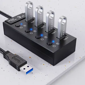 قابس 4 أقدام وتشغيل محور USB مع مفتاح تشغيل/إيقاف فردي أدى 4 منافذ مقسم مع 5 جيجابايت في الثانية سرعة CE ROHS معتمدة في المخزون