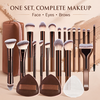 Ensemble professionnel de 14 pinceaux de maquillage en poils synthétiques doux, or rose, double embout, multifonctionnels pour le visage et les yeux, denses et faciles à utiliser