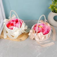 Panier à fleurs de mariage réutilisable de style européen, léger, avec poignée en perles, panier à fleurs de mariée en plastique pour la décoration de la cérémonie