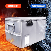 Boîte de rangement pour dossiers ignifuge pliable et portable avec serrure, boîtes organisatrices de documents avec poignée pour le rangement de dossiers de format lettre et légal