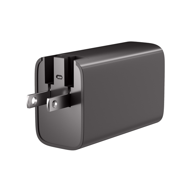 65W PD 3.0 OVP OTP USB-C Charger 3-Port GaN Foldable Compact Fast Wall Charger for MacBook (2-Port Type-C + 1 USB-A)