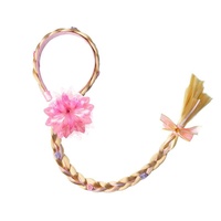 Serre-tête de princesse pour fille, fait main, motif dessin animé, avec perruque tressée en polyester, idéal pour les fêtes d'enfants