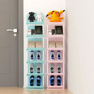 Benutzer definiertes Logo Faltbarer Schuh regal Organizer Tragbar 2/3/4/5/6 Klappbarer Schuh regal Aufbewahrung Abnehmbares funktionelles Design Rechteck - Product Image 4