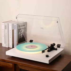 Lecteur de disques vinyles à entraînement par courroie avec lumière LED, fonction <span class=keywords><strong>Bluetooth</strong></span>, plateau en acrylique pour l'audio domestique - Product Image 2