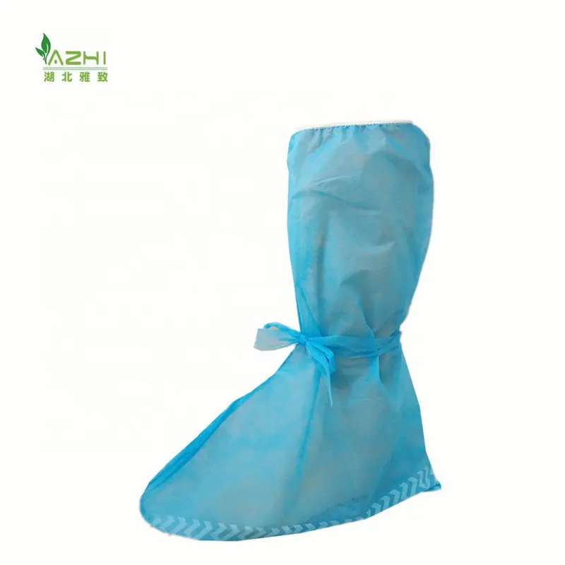 Wholesale PPE Non Woven Boot Cover Printed 1 Time Use Foot Covers 50pcs Packed Non Slip Long Shoe Covers With Tie On