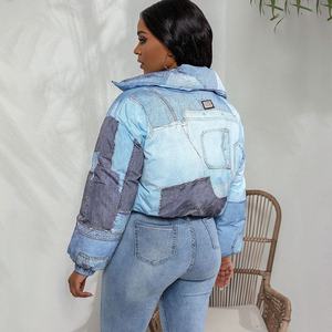 Piumini in Denim da donna imbottiti piumino abbigliamento da sci spesse Top trapuntato imbottito abbigliamento invernale giacca Parka - Product Image 3