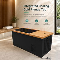 Baignoire de plongeon froid intégrée en bois et acier inoxydable pour le bien-être à domicile et les salles de sport commerciales
