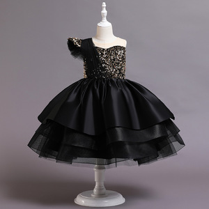 MQATZ Derniers Modèles Robe de Bal en Satin pour Fêtes d'Anniversaire Enfant, Robe à Paillettes et Nœud pour Mariages de Petites Filles et Rôles de Princesse Fleurie - Product Image 5