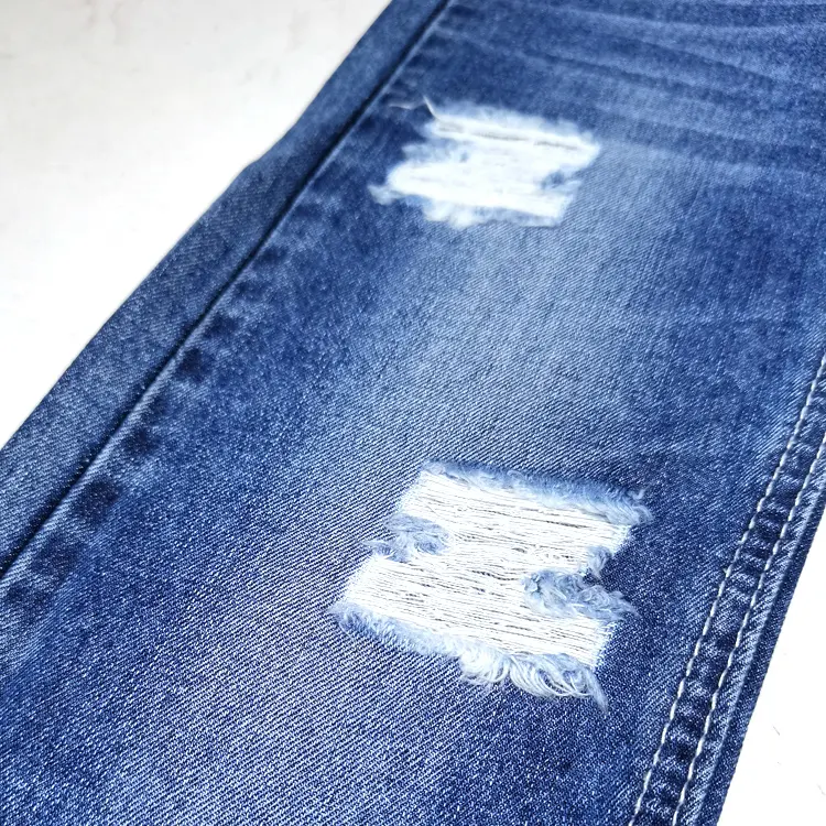 Fashion Street Wear Summer Non Elastic Rigid Rip-off Jeans T-shirt Jacket Denim Fabric Vertical Hatch 100% Cotton
