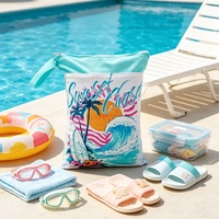 Pochette Écologique Imperméable en Polyester pour Bébé, Séparation Humide/Sèche, Imprimé Coucher de Soleil Personnalisé, Sac à Fermeture Éclair pour Enfants, Natation, Gym, Voyage