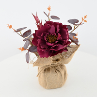 Fleur artificielle en tissu de 23 cm, plante en pot de Phalaenopsis simulée pour la décoration intérieure, vente en gros