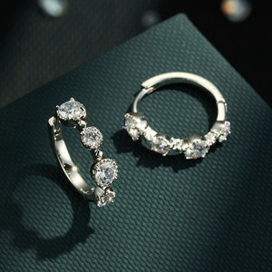 Fashion Cuff Earrings Round Zircon Claw Setting Copper Alloy Women's Jewelry Geometric Design Everyday Wear Commuting Style - Product Image 1